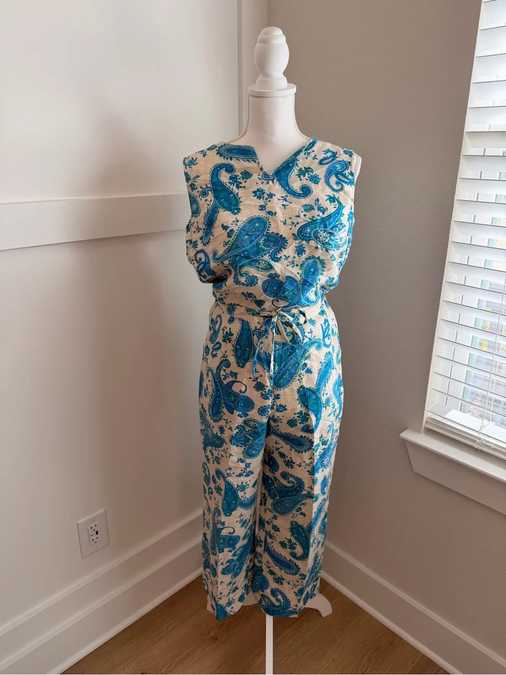 ✨ Vintage Units 100% Linen Paisley Matching Set ✨